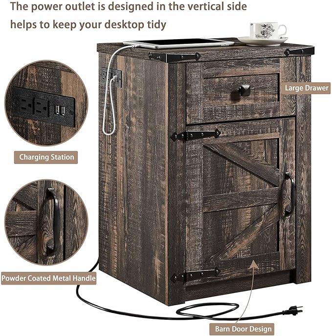SOOWERY Nightstands Set of 2, Nightstand - Image 7
