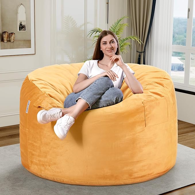 HABUTWAY Bean Bag Chair 3Ft Luxurious Velvet Ultra Soft Fur - Image 2