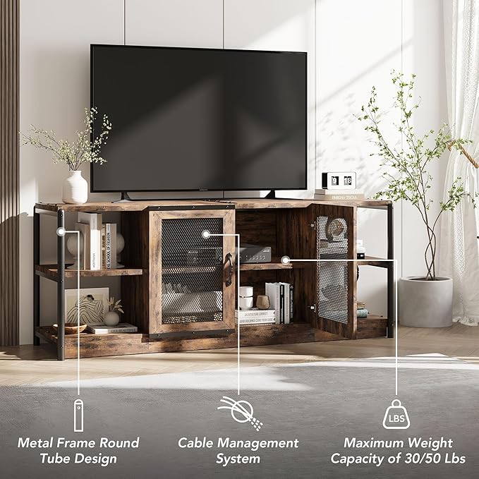 GarveeHome Farmhouse TV Stand for 65/75 inch TV, Entertainment Center - Image 3