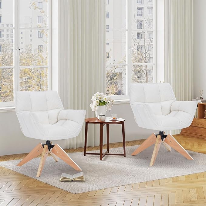 Mid Century Accent Chair, Lambs Wool Vanity Chair Modern Cozy Desk Chair no - Image 6