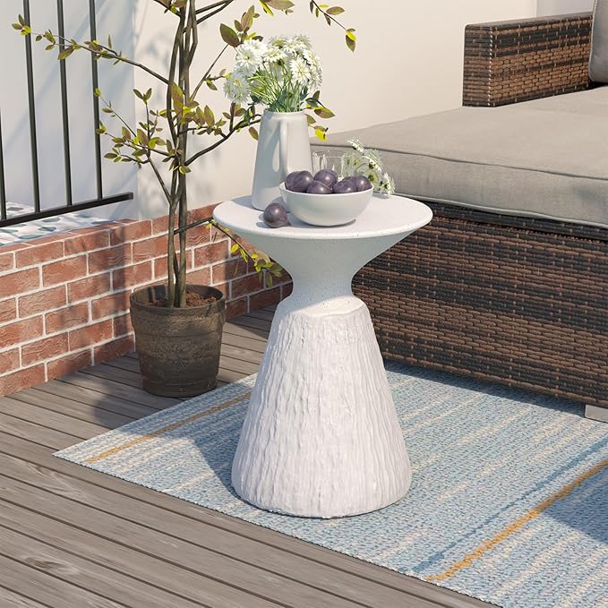 COSIEST Outdoor Side Table, Mushroom Shaped MgO Accent Table, Lightweight Patio - Image 6