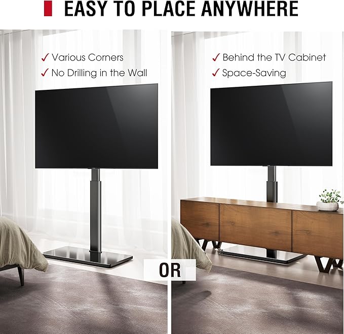 Swivel TV Floor Stand for 43-75 Inches TVs, 10 Level Height Adjustable Corner - Image 5