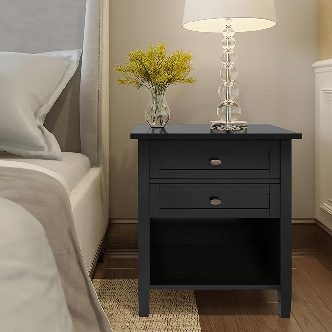 SIMPLIHOME Warm Shaker SOLID WOOD 24 inch Wide Transitional Bedside Nightstand - Image 2