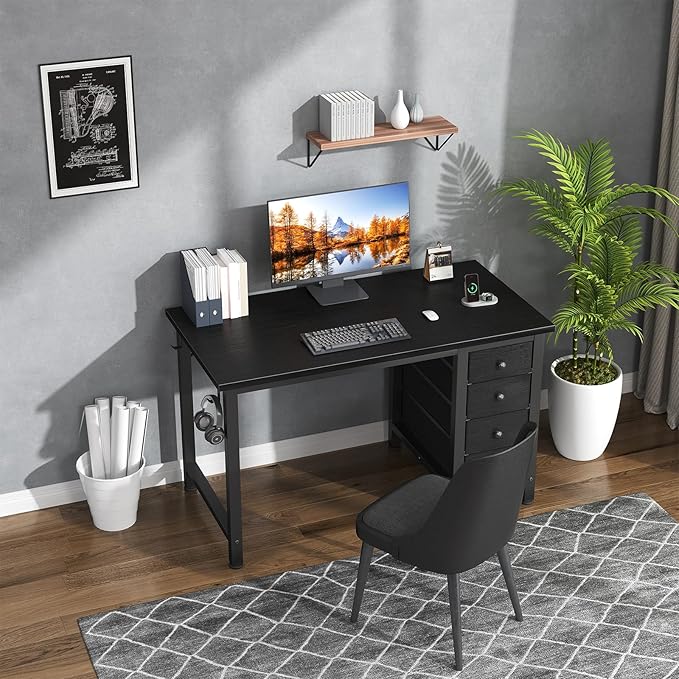 Lufeiya Small Gaming Desk with 4 Fabric Drawers, 40 Inch Kids Girls Teen Cute - Image 2
