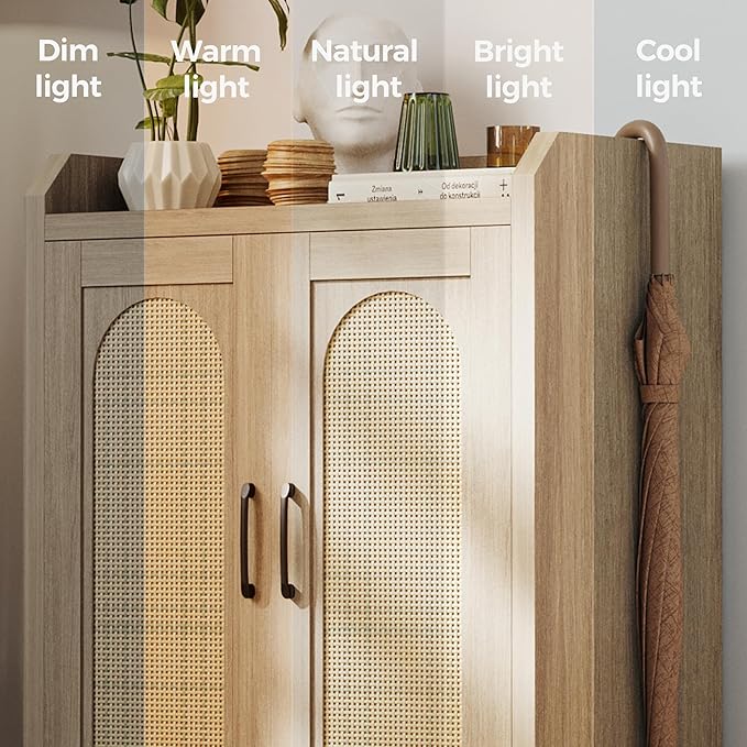 Shoe Cabinet Storage for Entryway, Rattan Storage Cabinet, Wooden Shoe Rack - Image 6