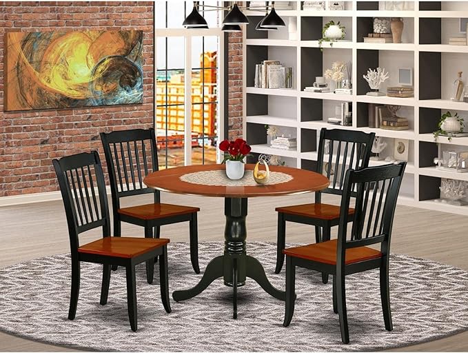 East West Furniture DLDA5-BCH-W 5 Piece Dining Table Set - Image 6