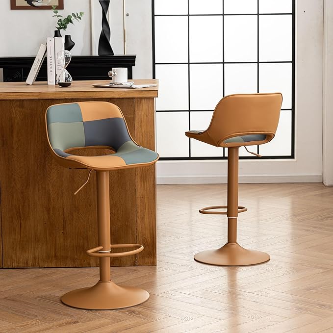 YOUNIKE Bar Stools Set of 2, Boho Colorful Patchwork Barstools, Adjustable - Image 8