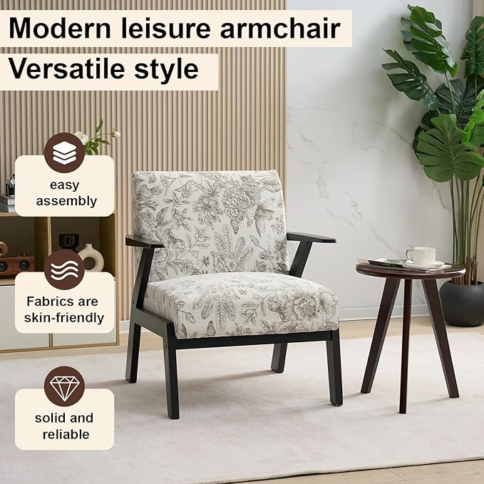 GDFStudio Aogex Accent Chair, Upholstered Club Chair, Printed Design Armchair - Image 6