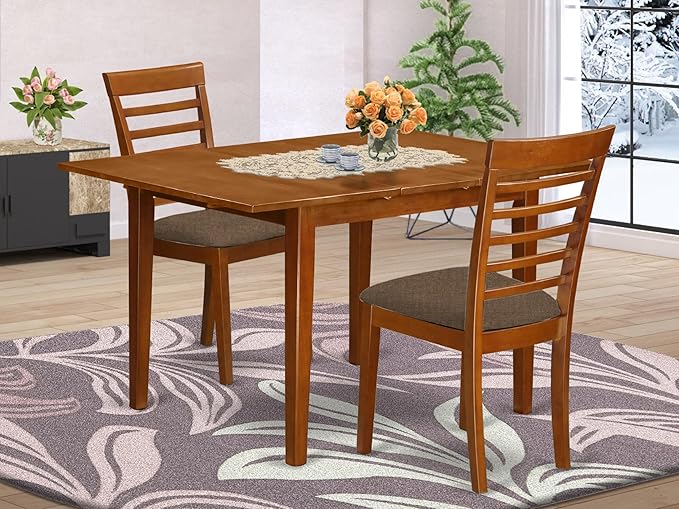 East West Furniture MILA3-SBR-C 3 Piece Dining Room Table Set Contains a - Image 2