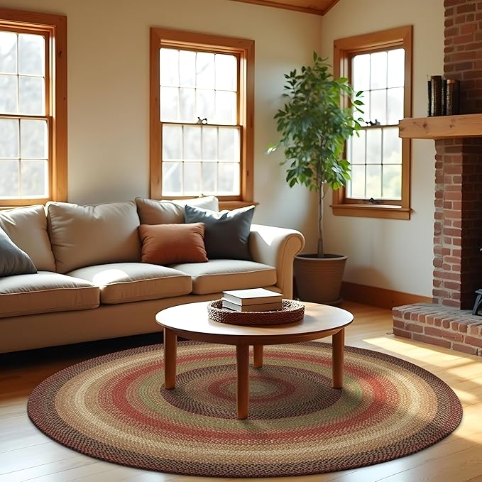 Gingerbread Brown Round Braided Rugs, Dining Room, Everywhere by Homespice