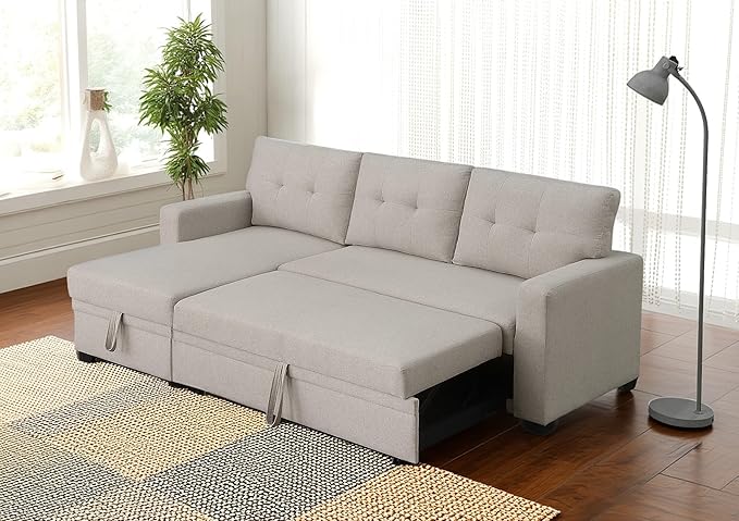 82 Inch Convertible Sleeper Sectional Sofa - Image 4