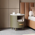 Merax Round Nightstand with Storage Drawer, MDF Contemporary Modern Bedside by Merax