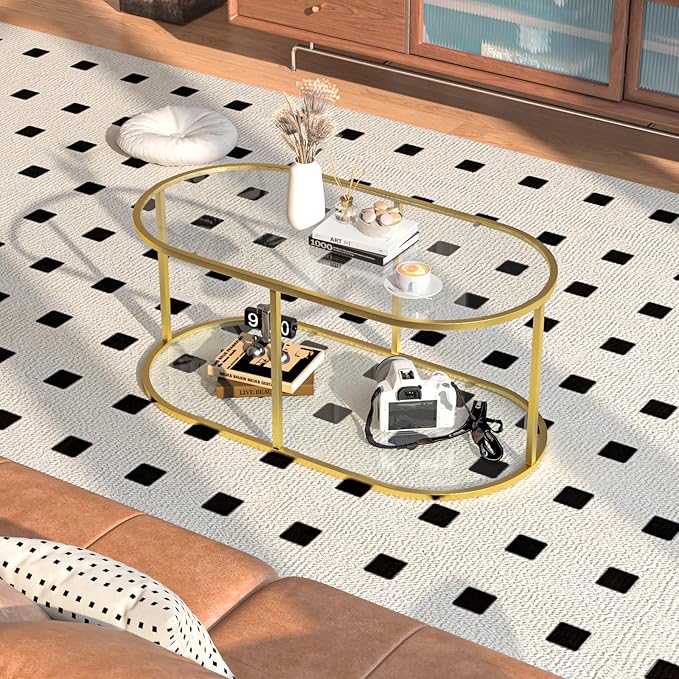 Coffee Table Gold Glass Coffee Table - Image 6