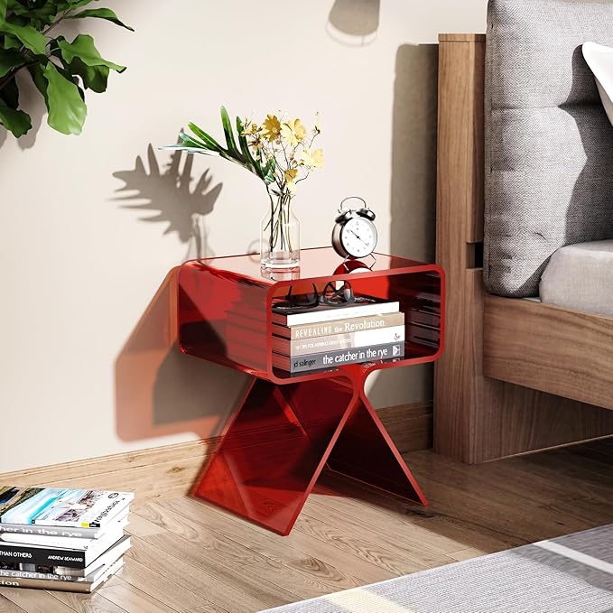 Acrylic Nightstand Side Table Modern Design Clear Home Decor Display End Table - Image 2