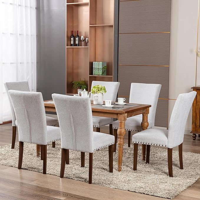 COLAMY Parsons Dining Chairs Set of 6, Upholstered Fabric Dining Room Kitchen - Image 7