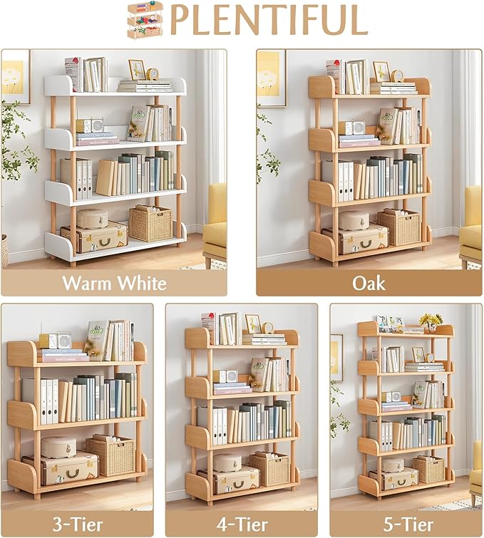 4-Tier Wooden Open Bookcase - Image 3