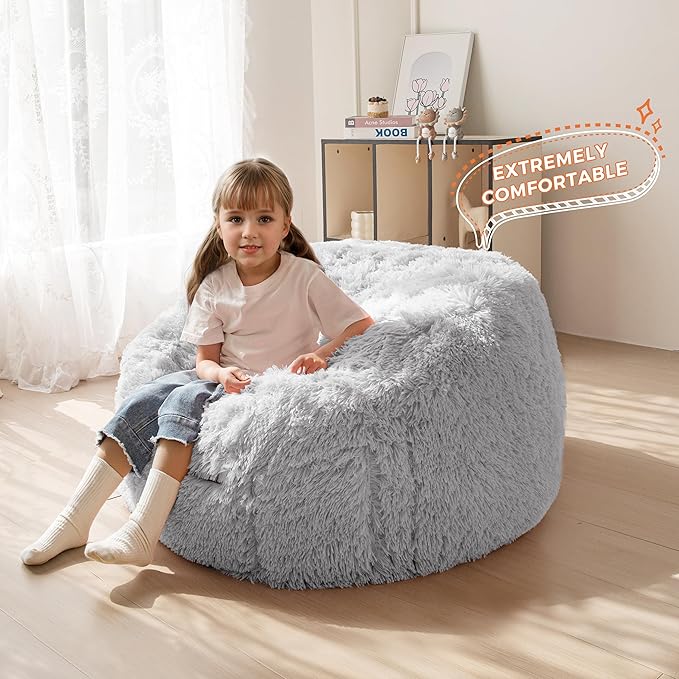 MAXYOYO Kids Bean Bag Chair, Stuffed Faux Fur Bean Bag - Image 3