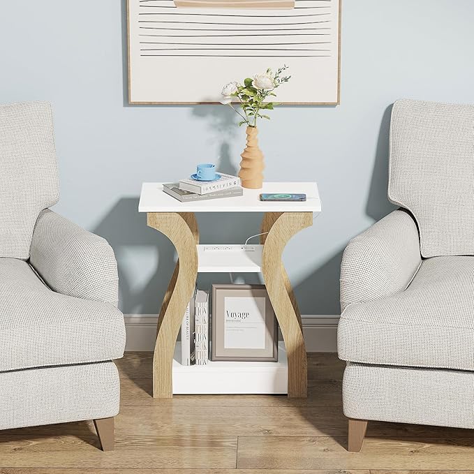 End Table with Charging Station, Side Table with USB Ports and Outlets - Image 4