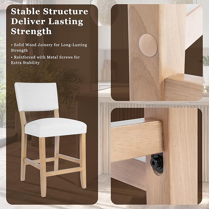 HomePop 24" Open Back Counter Stool Home Décor|Fabric Chairs - Image 4