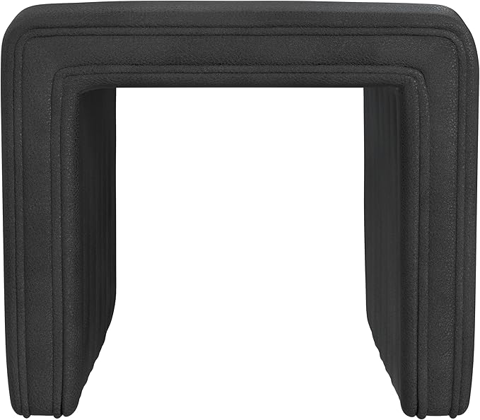 HomePop Modern Channel Tufted Faux Leather Ottoman Home Décor|Ottoman by HomePop