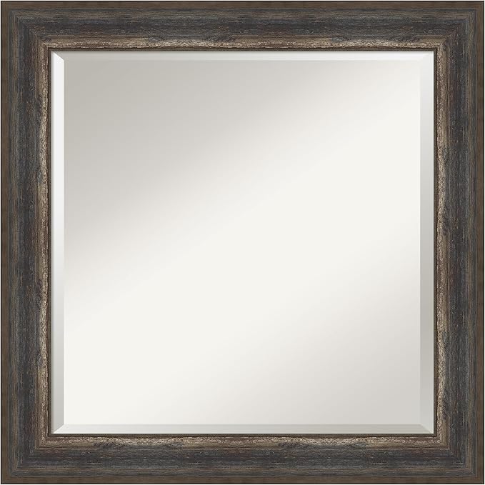 Amanti Art Brown Wall Mirror 25x25 Alta Rustic Char Square Bathroom Mirror by AmantiArt