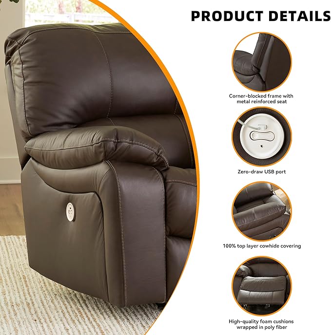 Signature Design by Ashley Leesworth Modern Leather Match Power Reclining Sofa - Image 5