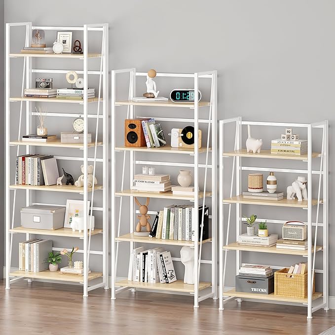 BHG Vintage Multifunctional Folding Bookshelf, No-Assembly Plant Stand Storage - Image 5