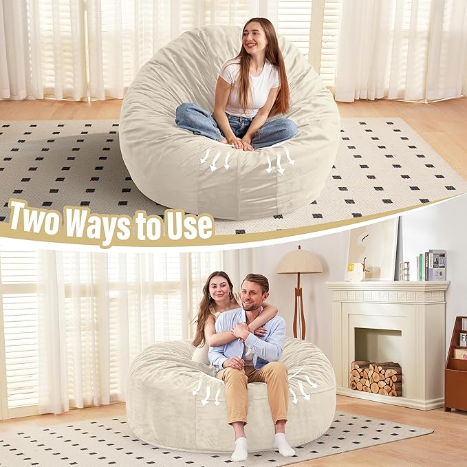 HABUTWAY Bean Bag Chair: Giant 6' Memory Foam Furniture Bean Bag Chair - 6Ft - Image 7