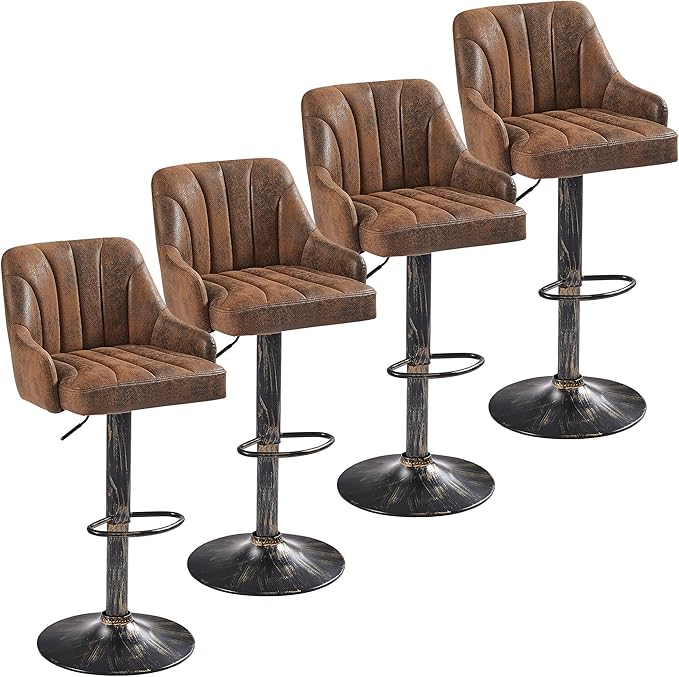 VECELO Bar Stools Set of 4, Adjustable Barstools, Counter Height Stools by VECELO