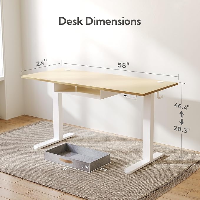 Seang Standing Desk with Drawer, 3 Memory Height Settings with Cable Grommets & - Image 3