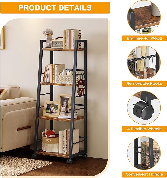 4 Tier Kitchen Storage Cart - Image 7