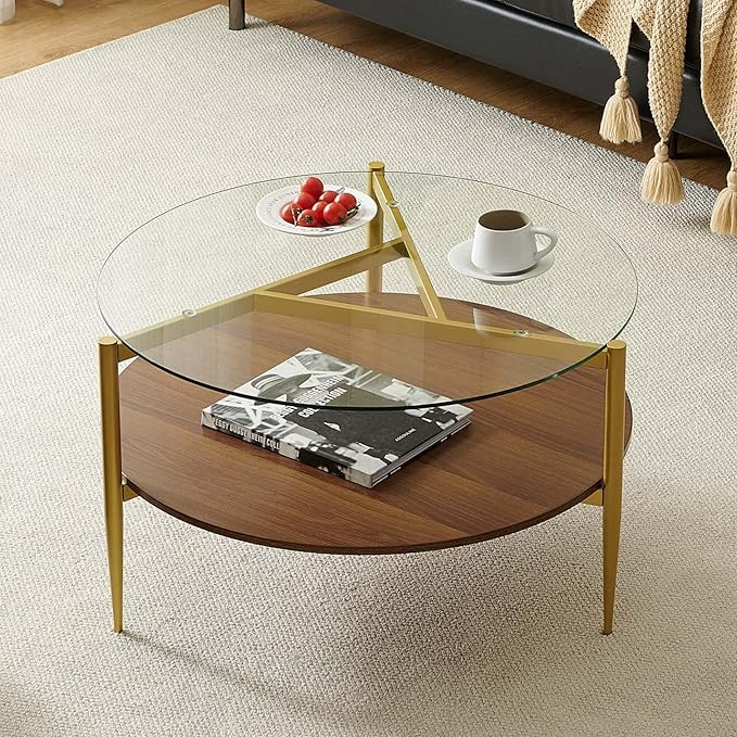 Round Coffee Table, Mid-Century Modern Design, D30*H17 inch, by PineFlicker