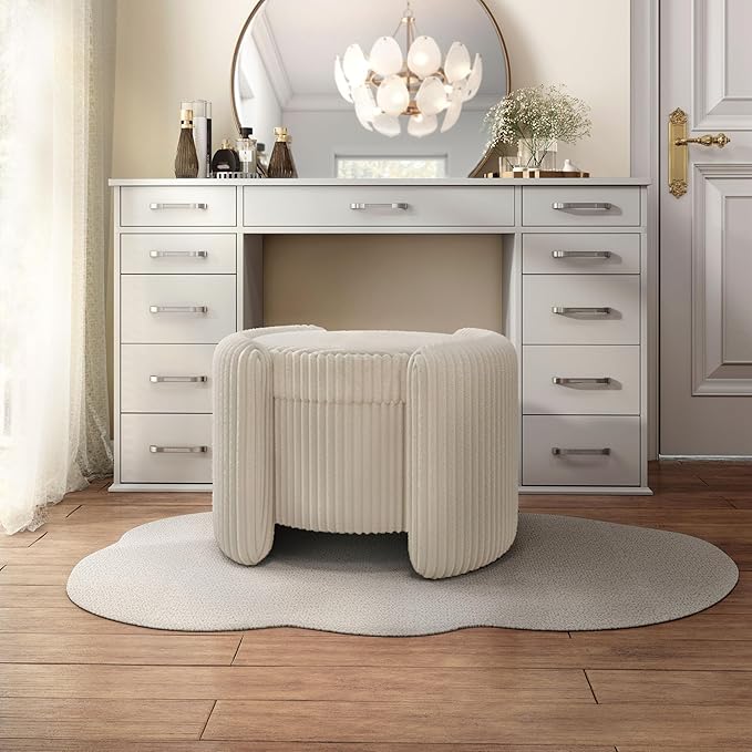 Furniture of America Lennox Modern Chenille 25-inch Round Storage Ottoman - Image 10