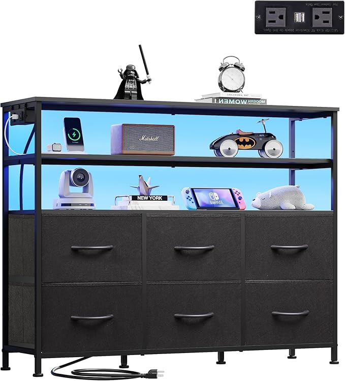 WLIVE Black TV Stand for 40, 45 inch TV, Entertainment Center - Image 8