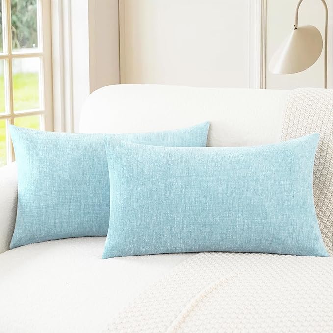 CaliTime Throw Pillow Covers Decorative 12 X 20 Inches Pack of 2 Cozy Chenille by CaliTime