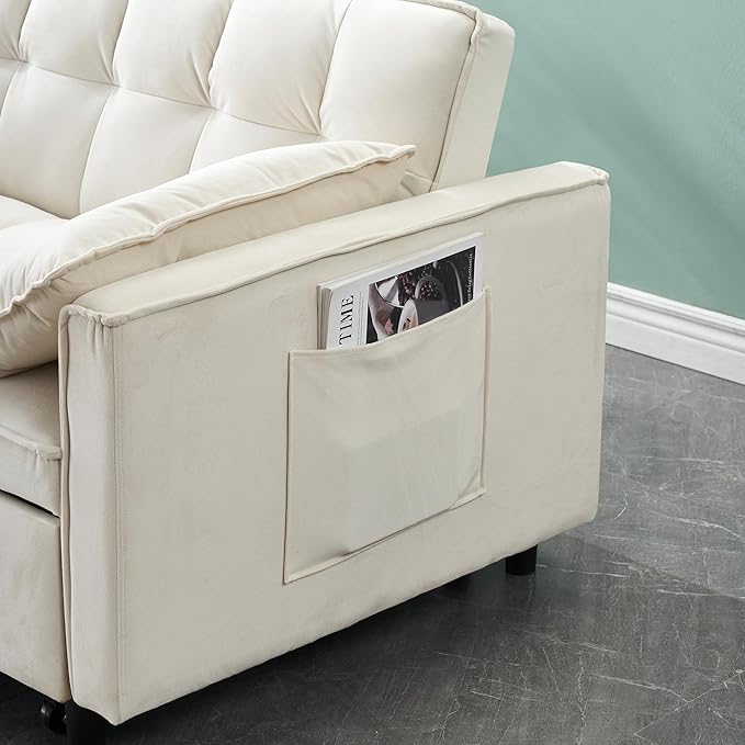 Ball & Cast Convertible Sofa Bed, Loveseat Sleeper Sofa W/Pull-Out Bed&2 Pillows - Image 6