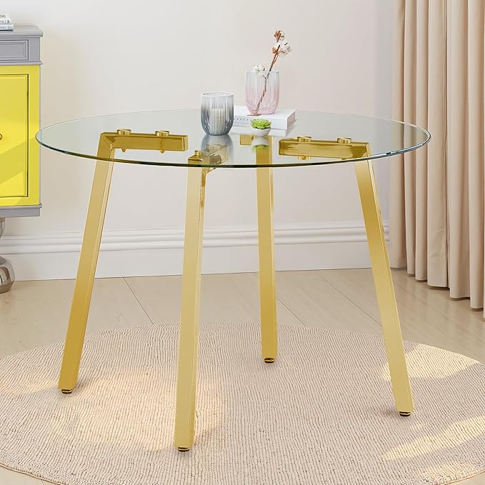 Round Dining Table for 4 Modern 36" Round Glass Dining Table Kitchen Table by LynginsCreativeLife