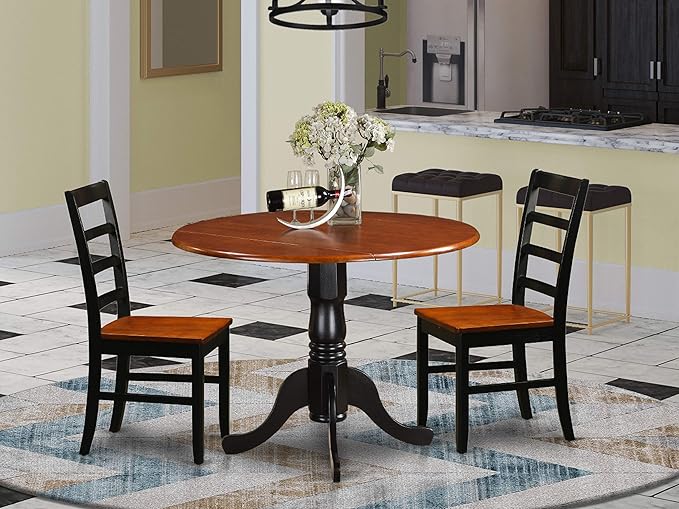 East West Furniture DLPF3-BCH-W 3 Piece Dinette Set - Image 2