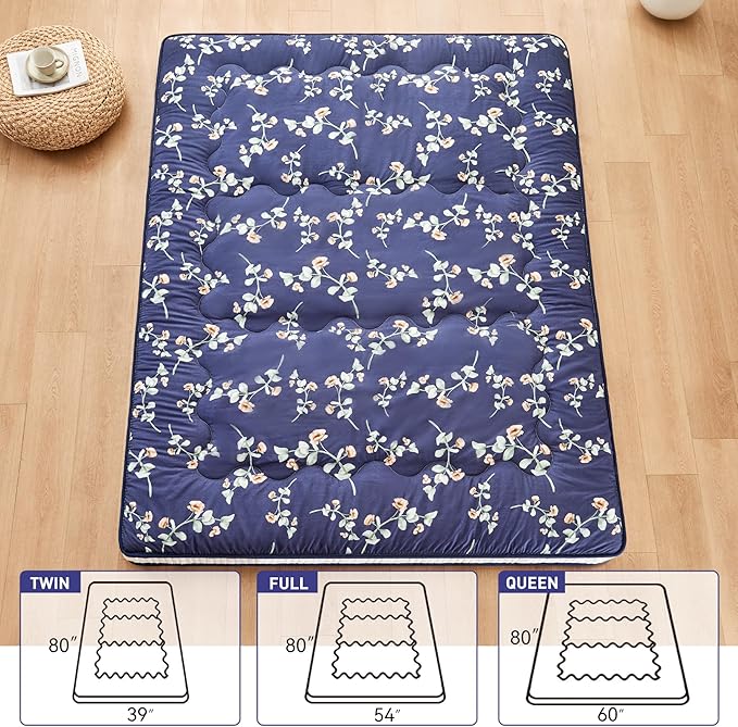Dr.Futon Japanese Floor Futon Mattress Extra Thick Folding Roll Up Bed Topper - Image 2