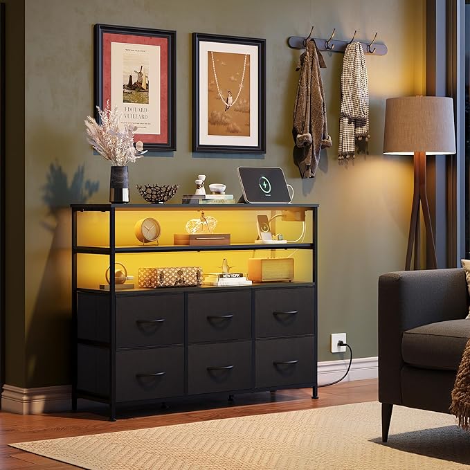 WLIVE Black TV Stand for 40, 45 inch TV, Entertainment Center - Image 2
