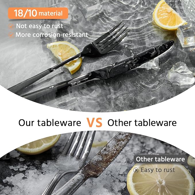 KINGSTONE 18/10 Stainless Steel Flatware, 20-Piece Forged Silverware Set - Image 5