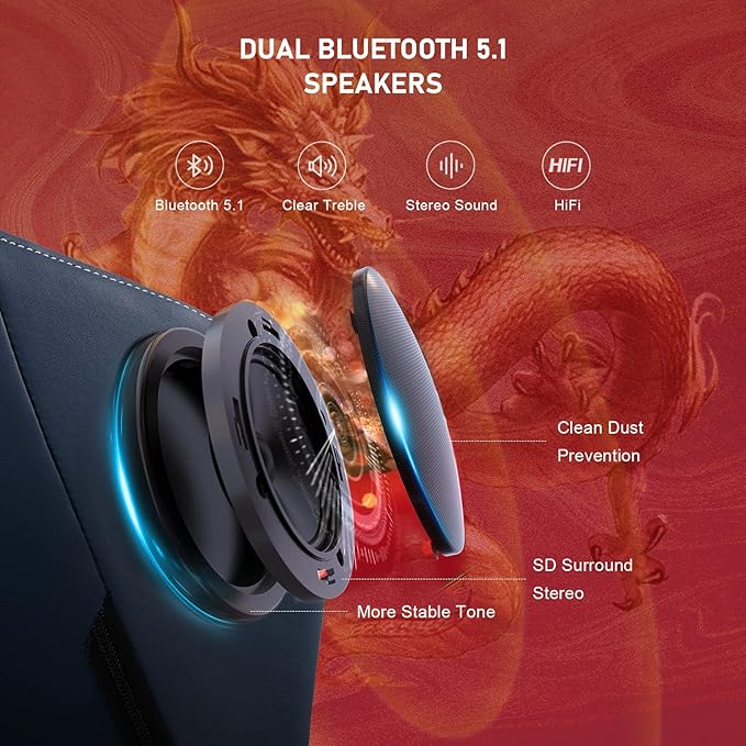 GTPLAYER Gaming Chair with Bluetooth Speakers and Footrest, Dragon Series Video - Image 5