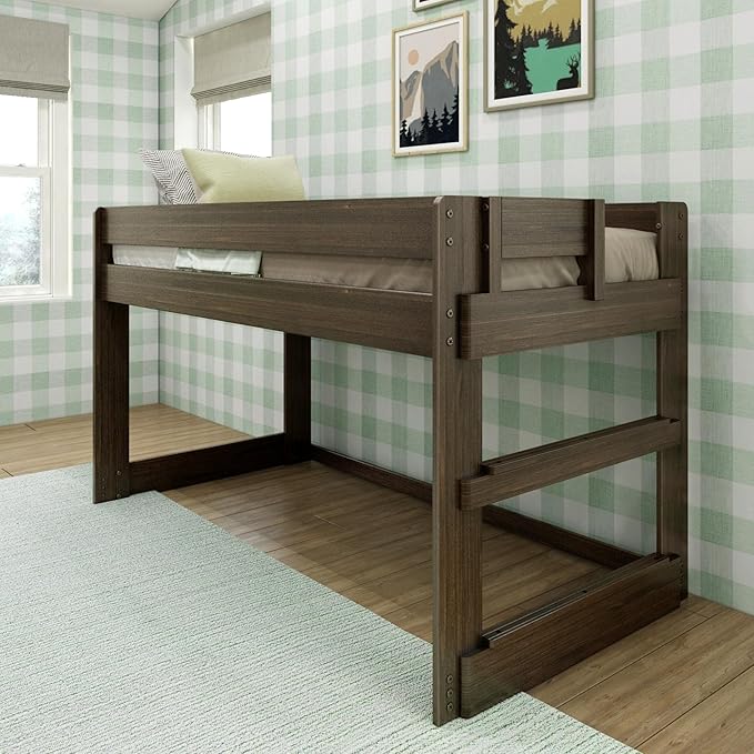Max & Lily Modern Farmhouse Low Loft Bed, Twin Bed Frame by MaxLily