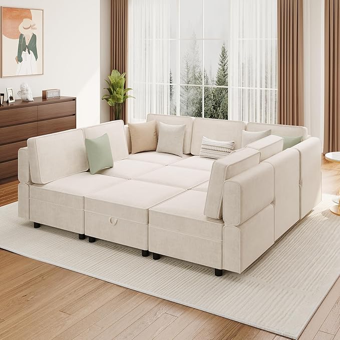 Modular Sectional 9-Seat Sofa, L Shaped Sectional Couch by GAOMON