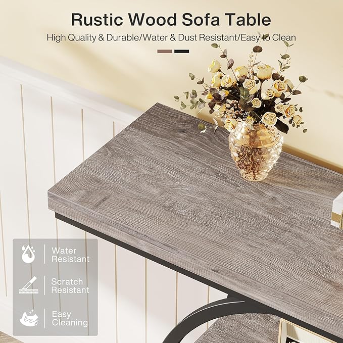 Tribesigns 41.3" Console Table, Industrial 4-Tier Sofa Table Entryway Table - Image 7