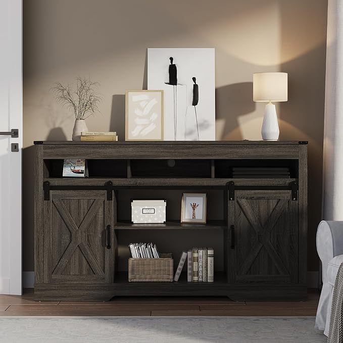 RoyalCraft Farmhouse TV Stand for 23" Fireplace, Dark Grey - Image 6