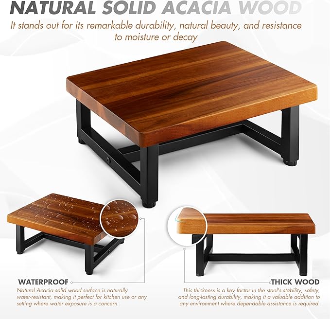 Wooden One Step Stool, Heavy Duty Step Stool - Image 3