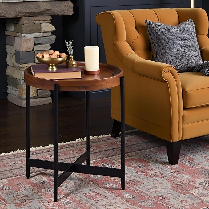 Alaterre Furniture Brookline 20" Round Wood End Table – Solid Top - Image 7