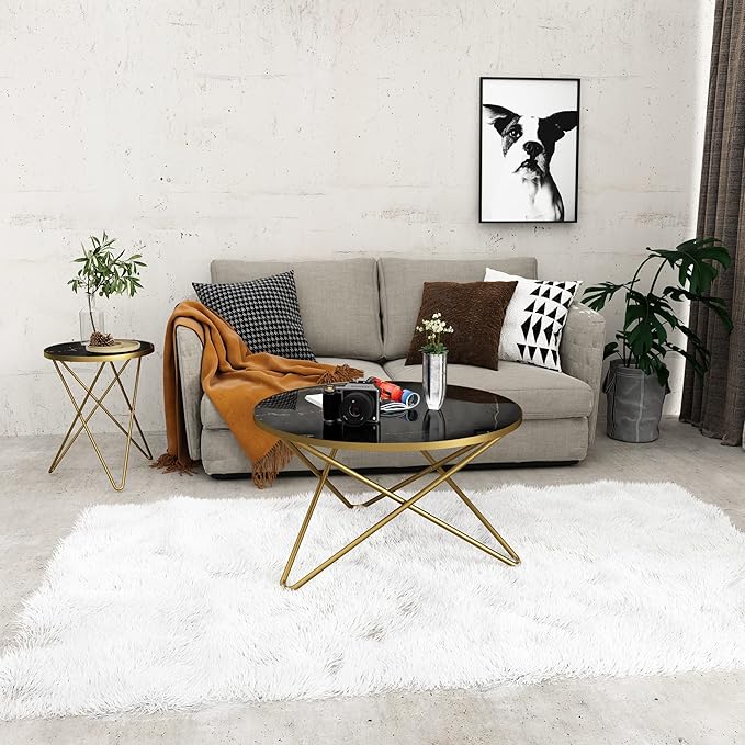 HLR Round Coffee Table with Black Faux Marble Top - Image 9