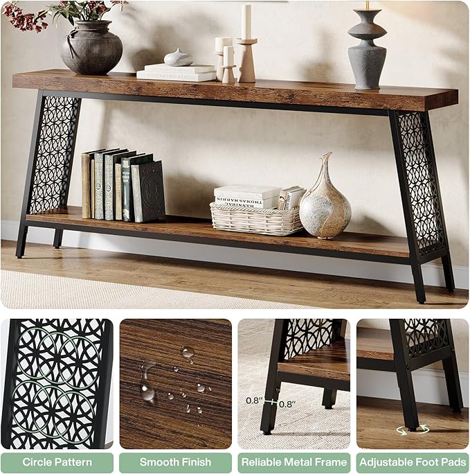 Tribesigns 70.9" Extra Long Console Table, 2-Tier Sofa Table - Image 8